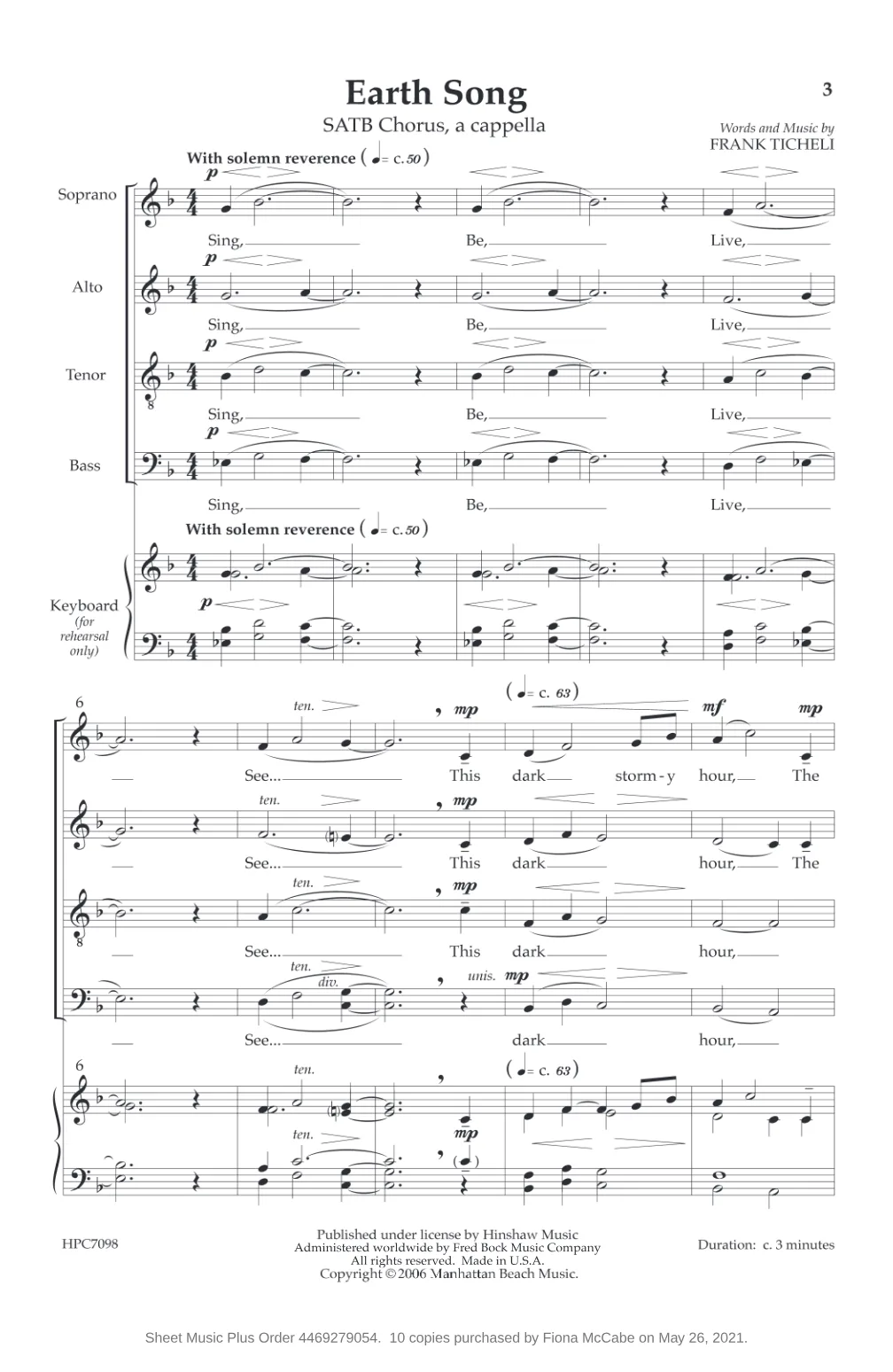 Spartito Earth Song — pagina 1